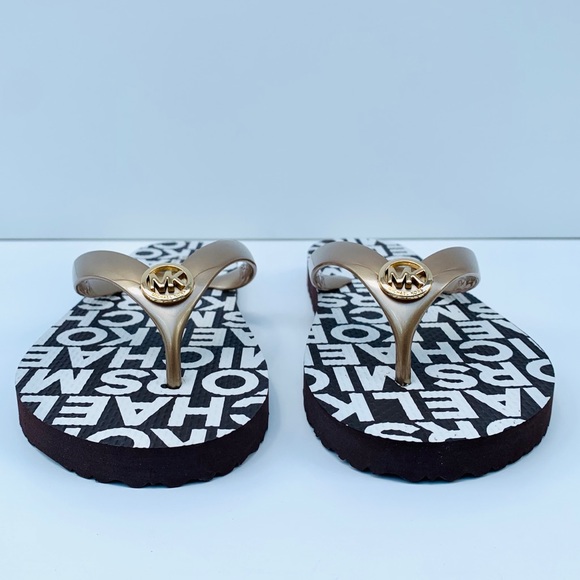 Micheal Kors Gold/Gold logo Flip Flop - Picture 2 of 10